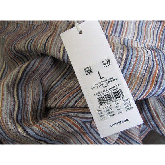 Samsoe Samsoe Multicolored Striped Wide Leg Elina Trousers Pants Size Large NWT - Picture 7 of 8